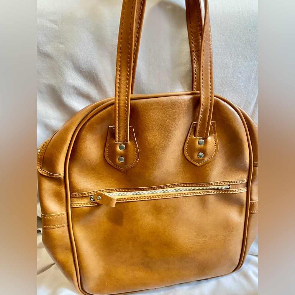 Vintage Unbranded Tote Suitcase Travel Bag Zippered 1970s